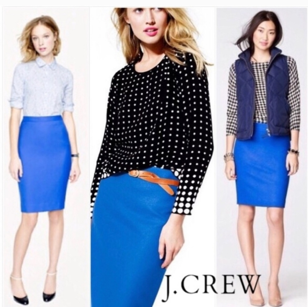 J.Crew Classic Chic No. 2 Pencil Wool Fully Lined Cobalt Blue Skirt(4)